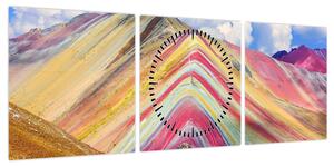 Obraz - Rainbow Mountain, Peru (z zegarem) (90x30 cm)