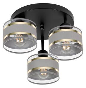 Lampa sufitowa czarna trzypunktowa z szarymi abażurami T-3030SC-GRGRGR