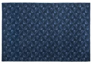 Dywan wełniany 140x200cm geometryczny wzór ręcznie tkany ciemnoniebieski Savran Beliani