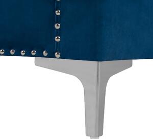Sofa 3-osobowa niebieska welurowa pikowana metalowe srebrne nogi Avaldsenes Beliani