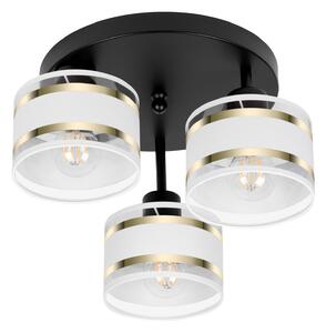 Lampa sufitowa czarna trzypunktowa z białymi abażurami T-3030SC-WEWEWE