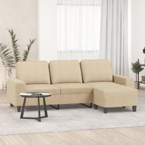 Sofa 3-osobowa, kremowa, 180 cm, tapicerowana tkaninÄ
