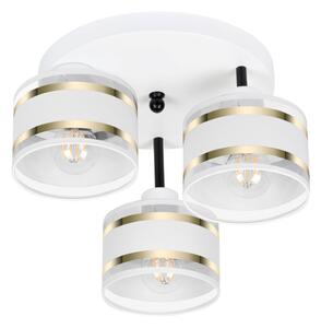 Lampa sufitowa biała trzypunktowa z białymi abażurami T-3030WE-WEWEWE