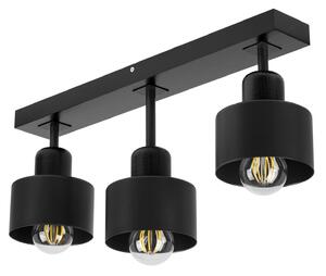 Czarna lampa sufitowa, trzypunktowy spot DSC50x7SC z drewna i metalu E