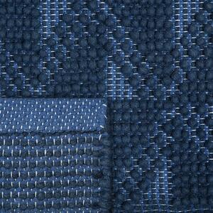 Dywan wełniany 140x200cm geometryczny wzór ręcznie tkany ciemnoniebieski Savran Beliani