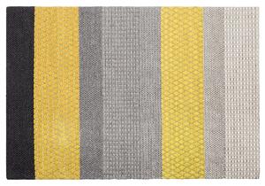 Dywan chodnik wełniany prostokątny 160 x 230 cm w paski żółto-szary Akkaya Beliani