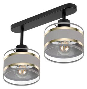 Lampa sufitowa czarna dwupunktowy spot z szarymi abażurami T-3306SC-GR