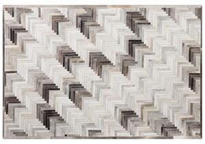 Dywan szaro-beżowy prostokątny skórzany patchwork efekt 3d 140 x 200 cm Arsuz Beliani