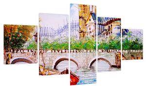 Obraz - Obraz olejny przedstawiający miasto (125x70 cm)