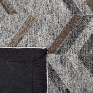 Dywan skórzany szary 160 x 230 cm ombre patchwork wzór jodełka tkany ręcznie Arkum Beliani