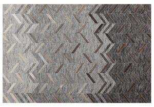 Dywan skórzany szary 140 x 200 cm ombre patchwork wzór jodełka tkany ręcznie Arkum Beliani
