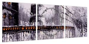 Obraz - Obraz olejny przedstawiający miasto II. (z zegarem) (90x30 cm)
