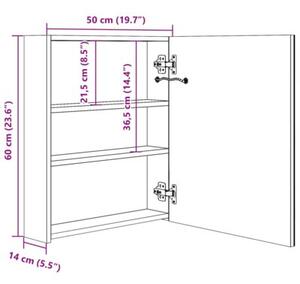 Szafka łazienkowa z lustrem i LED, lśniąca czerń, 50x14x60 cm
