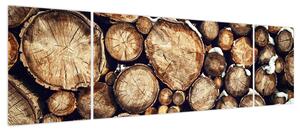 Obraz - Drewno w śniegu (170x50 cm)