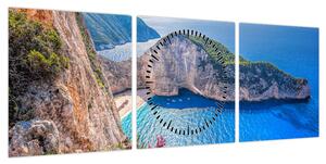 Obraz - Plaża Navagio, Grecja (z zegarem) (90x30 cm)