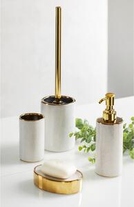 Black Friday - Ceramiczny kubek na szczoteczki z dekorem w kolorze złota i bieli Wenko Nuria