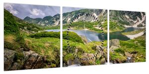 Obraz - Widok na górę Riła (z zegarem) (90x30 cm)