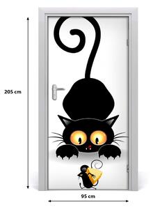 Naklejka samoprzylepna na drzwi Kot i mysz