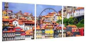 Obraz - Ribeira, Portugalia (z zegarem) (90x30 cm)