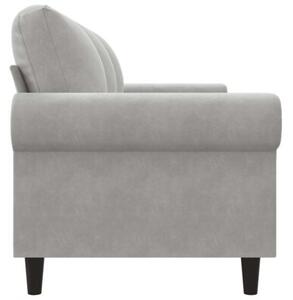 Sofa 3-osobowa, jasnoszara, 180 cm, tapicerowana aksamitem