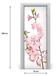 Okleina samoprzylepna na drzwi Kwiaty wiśni