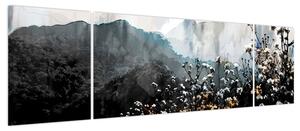Obraz - Ilustracja przedstawiająca dzikie kwiaty (170x50 cm)