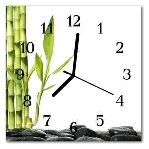 Zegar szklany kwadratowy Bambus