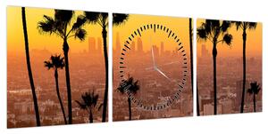 Obraz - Panorama Los Angeles (z zegarem) (90x30 cm)