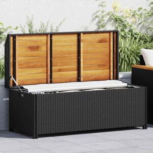 Ławka ogrodowa ze schowkiem, 120 cm, polirattan, czarna