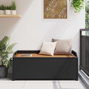 Ławka ogrodowa ze schowkiem, 120 cm, polirattan, czarna