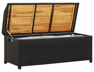Ławka ogrodowa ze schowkiem, 120 cm, polirattan, czarna