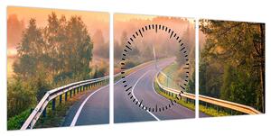 Obraz - Podróż o wschodzie słońca (z zegarem) (90x30 cm)