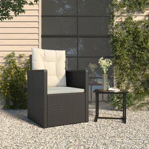 Fotel ogrodowy z poduszką, czarny, polirattan