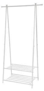 Biały metalowy stojak na ubrania z 2 półkami Songmics
