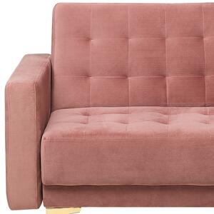 Zestaw wypoczynkowy rozkładany 5-osobowy sofa fotele welurowy różowy Aberdeen Beliani