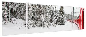 Obraz - Pociąg w zaśnieżonym krajobrazie (170x50 cm)