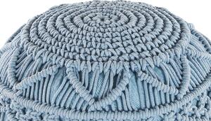 Okrągły dziergany puf boho otoman bawełna niebieski 40 x 40 cm Kayseri Beliani