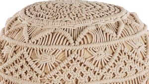 Okrągły dziergany puf boho otoman bawełna beżowy 40 x 40 cm Kayseri Beliani