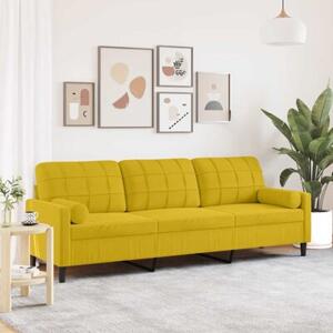 Sofa 3-osobowa z poduszkami, Å¼Ã³Åta, 210 cm, aksamit