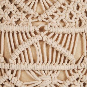 Okrągły dziergany puf boho otoman bawełna beżowy 40 x 40 cm Kayseri Beliani