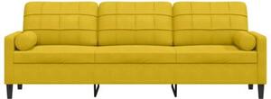 Sofa 3-osobowa z poduszkami, Å¼Ã³Åta, 210 cm, aksamit