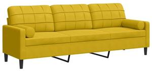 Sofa 3-osobowa z poduszkami, Å¼Ã³Åta, 210 cm, aksamit