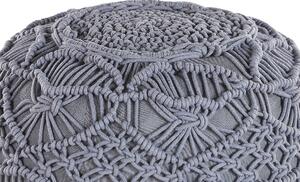 Okrągły dziergany puf boho otoman bawełna szary 40 x 40 cm Kayseri Beliani