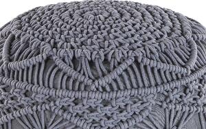 Okrągły dziergany puf boho otoman bawełna szary 40 x 40 cm Kayseri Beliani