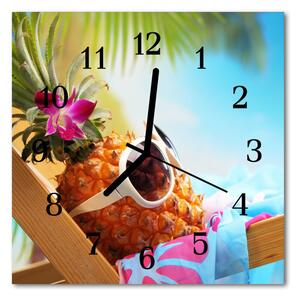Zegar szklany kwadratowy Ananas