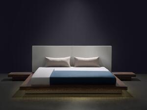 Łóżko z LED 160x200 cm niska rama styl japoński stoliki brązowe Zen Beliani