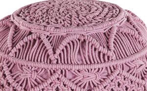 Okrągły dziergany puf boho otoman bawełna różowy 40 x 40 cm Kayseri Beliani