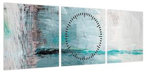 Obraz - Abstrakcyjny obraz olejny (z zegarem) (90x30 cm)