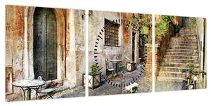Obraz - Stare ulice Rzymu (z zegarem) (90x30 cm)