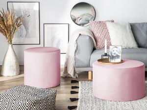 Okrągły puf otoman różowy welurowy do salonu do sypialni Lovett Beliani